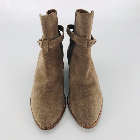 Thursday Suede Leather Almond Toe Ankle Boots Taupe Size 9 - Picture 1 of 11